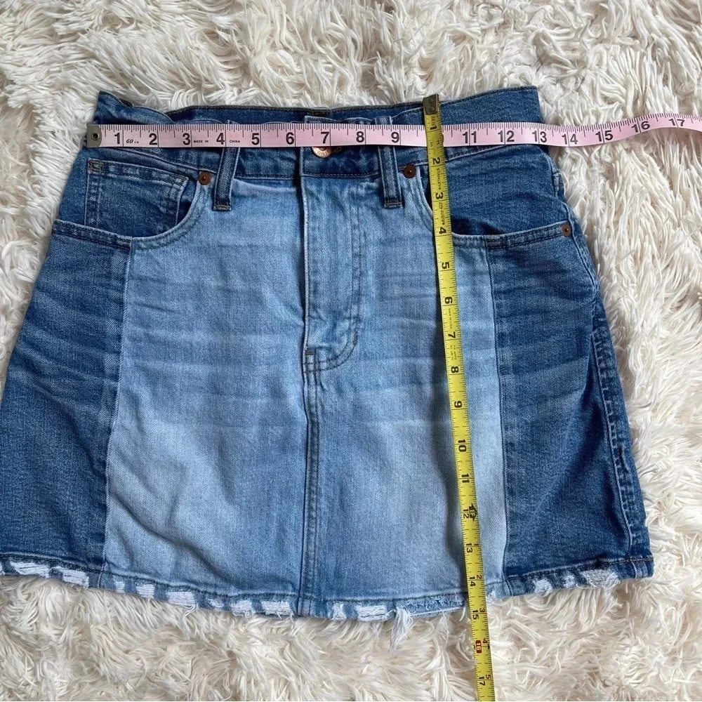 Madewell Skirts A-Line Rigid Denim Mini Skirt distressed hem blue size 26